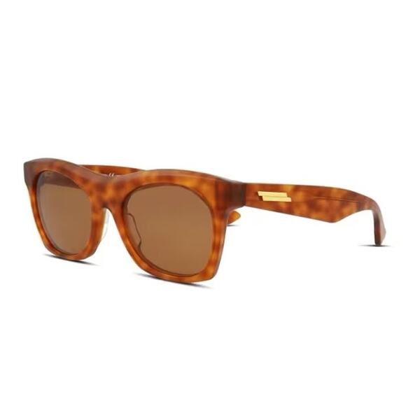 NEW Bottega Veneta Tortoiseshell Square Thick Sunglasses Havana Brown Square Cat - Picture 2 of 16
